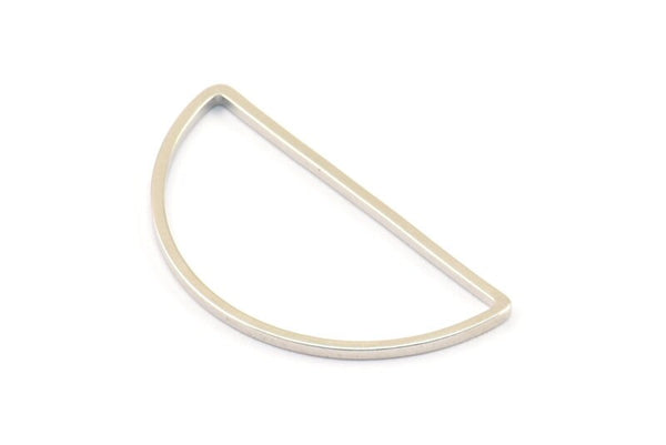 Silver Half Moon, 12 Silver Tone Semi Circle Connectors (15x30x1mm) D0011 H0104