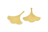 Brass Ginkgo Pendant, 12 Raw Brass Ginkgo Leaf Charms With 1 Hole (37x31x0.60mm) BS 2244