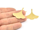 Brass Ginkgo Pendant, 12 Raw Brass Ginkgo Leaf Charms With 1 Hole (37x31x0.60mm) BS 2244