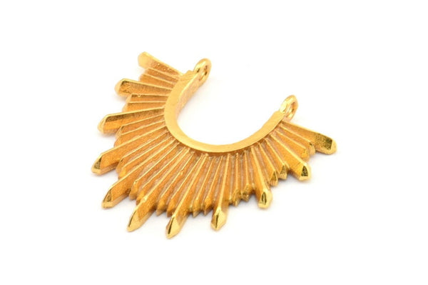 Gold Textured Pendant, 1 Gold Plated Brass Textured Pendants With 2 Loops, Charms, Findings, Earrings (28x29x2.5mm) BS 2137 Q0453