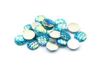 Resin Round Cabochon, 100 Blue Resin Round Cabochon (10x3mm) TS-02 T066