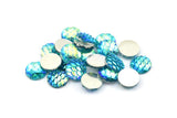 Resin Round Cabochon, 100 Blue Resin Round Cabochon (10x3mm) TS-02 T066