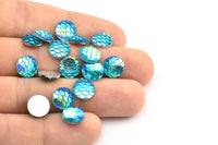 Resin Round Cabochon, 100 Blue Resin Round Cabochon (10x3mm) TS-02 T066