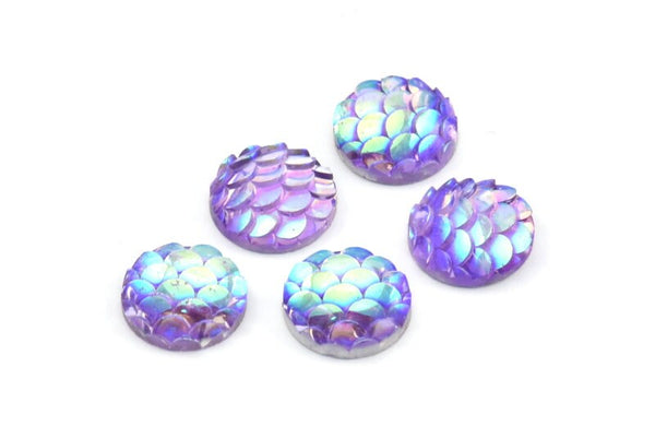 Resin Round Cabochon, 100 Purple Resin Round Cabochon (10x3mm) TS-08 T033