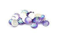 Resin Round Cabochon, 100 Purple Resin Round Cabochon (10x3mm) TS-08 T033