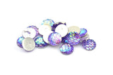 Resin Round Cabochon, 100 Purple Resin Round Cabochon (10x3mm) TS-08 T033