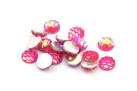 Resin Round Cabochon, 100 Pink Resin Round Cabochon (8x3mm) TS-23 T082
