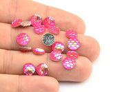 Resin Round Cabochon, 100 Pink Resin Round Cabochon (8x3mm) TS-23 T082