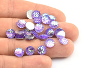 Resin Round Cabochon, 100 Purple Resin Round Cabochon (8x3mm) TS-28 T068