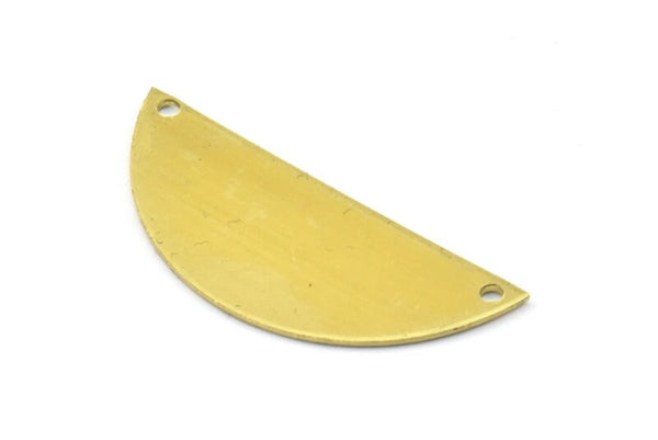 Yarım Ay Charm, 2 Delikli Ham Pirinç Yarım Daire Boşluklar (37x15x0,8 mm) N0410