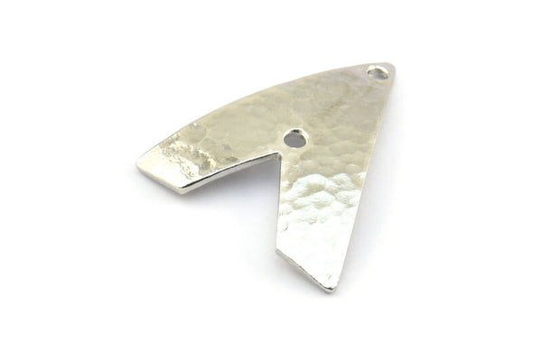 Hammered Triangle Charm, 2 Silver Tone Hammered Triangle Charms With 2 Holes, Pendants, Earring Findings (24x22.5x1mm) BS 1989 H0590