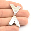 Hammered Triangle Charm, 2 Silver Tone Hammered Triangle Charms With 2 Holes, Pendants, Earring Findings (24x22.5x1mm) BS 1989 H0590