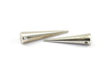 Gümüş Sivri Uçlu Kolye, 1 Delikli 2 Gümüş Tonlu Sivri Uçlu Kabile Kolye (30x7mm) A0767 H0589