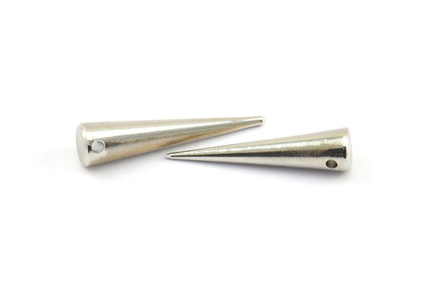 Silver Spike Pendant, 2 Silver Tone Spike Tribal Pendants With 1 Hole (30x7mm) A0767 H0589