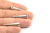 Silver Spike Pendant, 2 Silver Tone Spike Tribal Pendants With 1 Hole (30x7mm) A0767