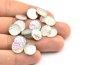 Fish Scale Cabochon, 50 Gray Resin Round Cabochon (12x3mm) TS-20 T070