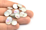 Fish Scale Cabochon, 50 Gray Resin Round Cabochon (12x3mm) TS-20 T070