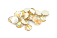 Fish Scale Cabochon, 50 Honey Color Resin Round Cabochon (12x3mm) TS-16 T078