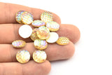 Fish Scale Cabochon, 50 Honey Color Resin Round Cabochon (12x3mm) TS-16 T078