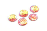 Fish Scale Cabochon, 50 Light Pink Resin Round Cabochon (12x3mm) TS-21 T066