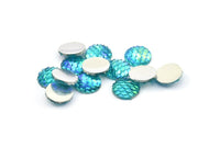 Fish scale Cabochon, 50 Blue Resin Round Cabochon (12x3mm) TS-13 T079