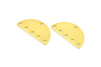 Altın Daire Boşluğu, 6 Delikli 3 Altın Kaplamalı Pirinç Yarım Daire Boşluğu (25x12,5x0,80 mm) A0876 Q0469