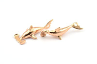 Çekiç Balık Kolye, 1 Delikli 1 Gül Altın Kaplama Pirinç Çekiç Balık Tılsımı (51x21mm) N0152 Q0436