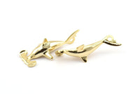 Çekiç Balık Kolye, 1 Delikli Altın Kaplama Pirinç Çekiç Balık Tılsımı (51x21mm) N0152 Q0436
