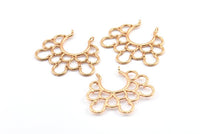 Ethnic Circle Pendant, 1 Rose Gold Plated Brass Pendants With 2 Loops, Pendants, Charms, Findings (35.5x39x1.4mm) U036 Q0424
