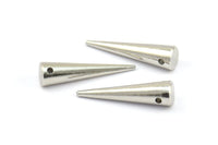 Gümüş Sivri Uçlu Kolye, 1 Delikli 6 Gümüş Tonlu Sivri Uçlu Kabile Kolye, Kolye Uçları, Mücevher Parçaları (27x7mm) A0765 H0536