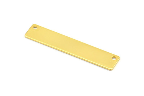 Altın Özelleştirilmiş İsim Çubuğu, 2 Delikli 3 Altın Kaplama Pirinç Damgalama Boşluğu, Kolye Uçları (40x8x0,80 mm) Y200 Q0308