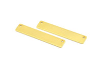Altın Özelleştirilmiş İsim Çubuğu, 2 Delikli 3 Altın Kaplama Pirinç Damgalama Boşluğu, Kolye Uçları (40x8x0,80 mm) Y200 Q0308