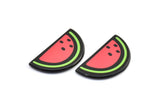 Fridge Magnet Parts, 5 Fridge Plastic Slice Watermelon Magnet Parts (34x20x2.5mm)