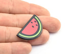 Fridge Magnet Parts, 5 Fridge Plastic Slice Watermelon Magnet Parts (34x20x2.5mm)