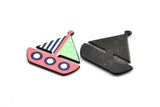Fridge Magnet Parts, 3 Fridge Plastic Sailboat Magnet Parts (36x37x1.8mm)