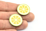 Fridge Magnet Parts, 4 Fridge Plastic Lemon Slice Magnet Parts (25x2mm)