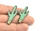 Fridge Magnet Parts, 4 Fridge Plastic Cactus Magnet Parts (44.5x18.5x2.2mm)