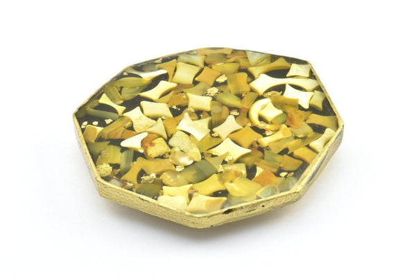 Vintage Gold Belt, 1 Vintage Gold Octagonal Handcraft Belt Buckle (80x82mm) - Made In Germany  BS 1305
