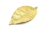 Brass Leaf Charm, 1 Raw Brass Leaf Charms With 1 Loop, Pendants, Earrings, Findings (60x30x1.4mm) E255