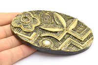 Vintage Black Belt, 1 Vintage Black and Gold Handcraft Belt Buckle (110x74mm) - Made In Germany BS 1288