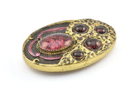 1 Vintage Handcraft Belt Buckle With Stone (102x67mm) - Made in Germany BS 1244