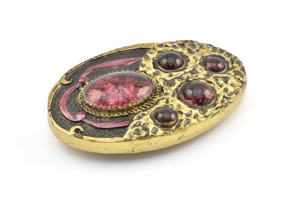 1 Vintage Handcraft Belt Buckle With Stone (102x67mm) - Made in Germany BS 1244