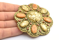 1 Vintage Handcraft Belt Buckle With Stone (80x16mm) - Made in Germany BS 1288
