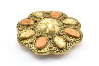 1 Vintage Handcraft Belt Buckle With Stone (80x16mm) - Made in Germany BS 1288