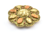 1 Vintage Handcraft Belt Buckle With Stone (80x16mm) - Made in Germany BS 1288