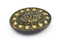 Vintage Black Belt, 1 Vintage Black Handcraft Belt Buckle (82x70mm) - Made In Germany  YS60