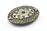 Vintage Black Belt, 1 Vintage Black Handcraft Belt Buckle (87x68mm) - Made In Germany YS61