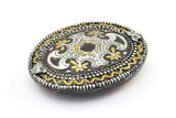 Vintage Black Belt, 1 Vintage Black Handcraft Belt Buckle (87x68mm) - Made In Germany YS61