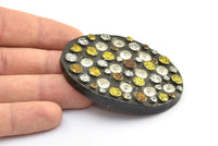 1 Vintage Handcraft Belt Buckle With Stone (66x50mm) - Made in Germany BS 1244