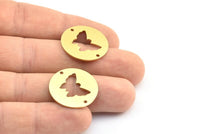 Brass Butterfly Connector, 10 Raw Brass Butterfly Connectors With 2 Holes, Findings, Charms (23x0.9mm) K618